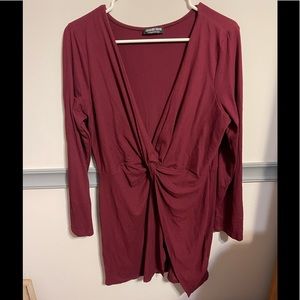 Maroon Long Sleeve Dress